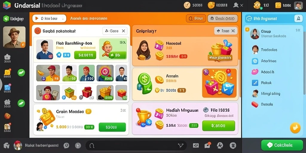 Screenshot menampilkan antarmuka permainan yang interaktif.